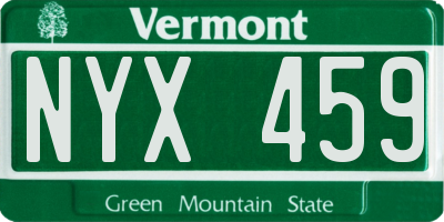VT license plate NYX459