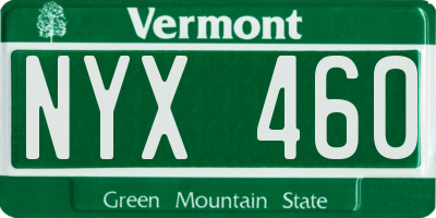 VT license plate NYX460