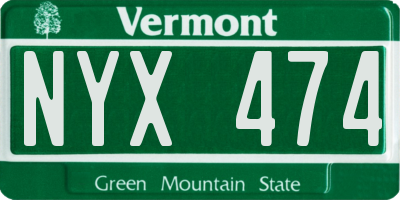 VT license plate NYX474