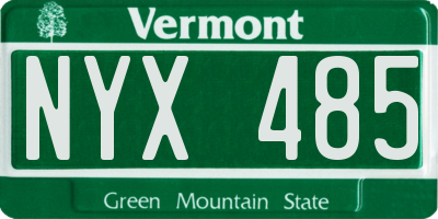 VT license plate NYX485