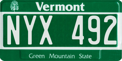VT license plate NYX492