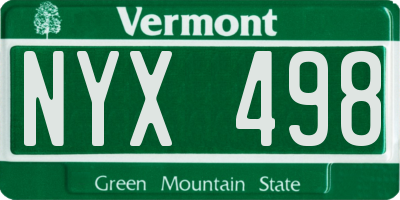 VT license plate NYX498