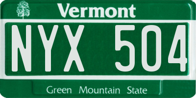 VT license plate NYX504