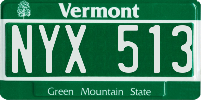 VT license plate NYX513