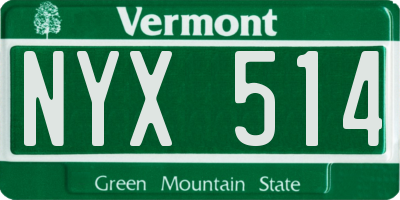 VT license plate NYX514
