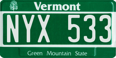 VT license plate NYX533