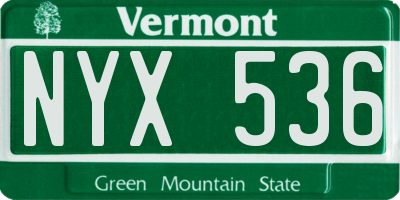 VT license plate NYX536