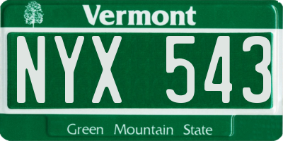 VT license plate NYX543