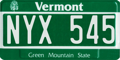 VT license plate NYX545