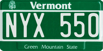 VT license plate NYX550