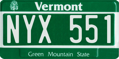 VT license plate NYX551