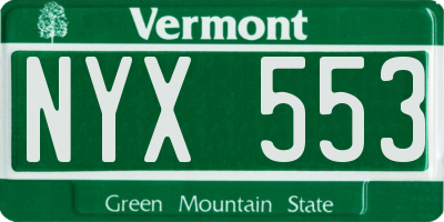 VT license plate NYX553