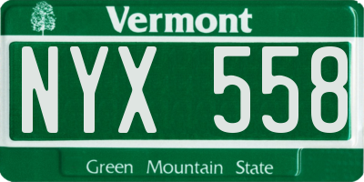 VT license plate NYX558