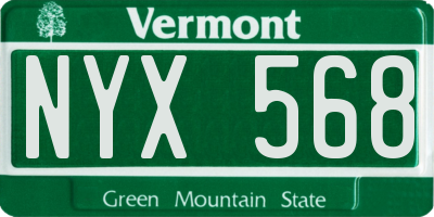VT license plate NYX568