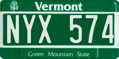 VT license plate NYX574