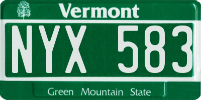 VT license plate NYX583