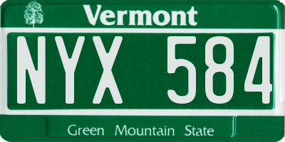 VT license plate NYX584