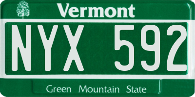 VT license plate NYX592