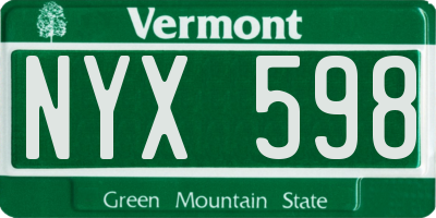 VT license plate NYX598