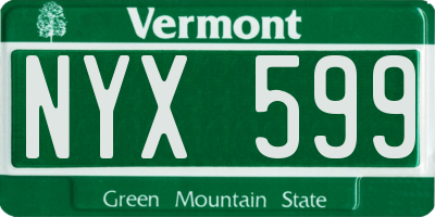 VT license plate NYX599