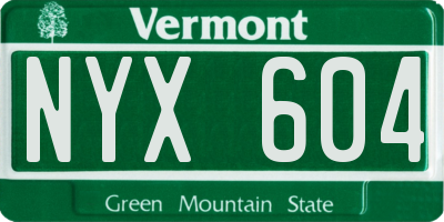VT license plate NYX604
