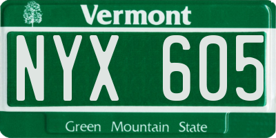 VT license plate NYX605