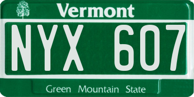 VT license plate NYX607