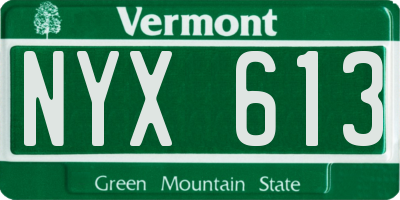 VT license plate NYX613
