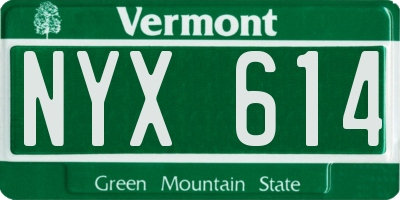 VT license plate NYX614