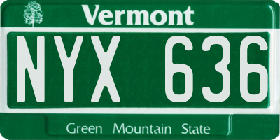 VT license plate NYX636
