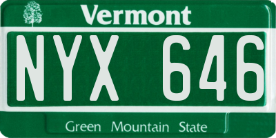 VT license plate NYX646