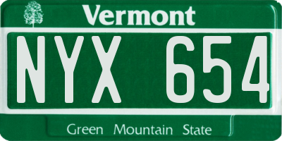 VT license plate NYX654