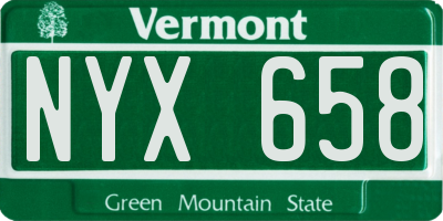VT license plate NYX658