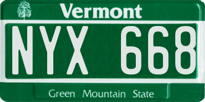 VT license plate NYX668