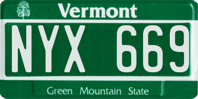VT license plate NYX669