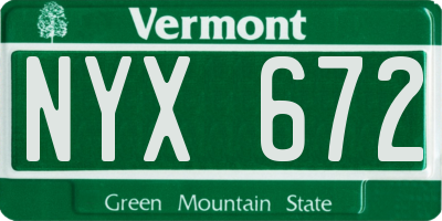 VT license plate NYX672