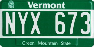 VT license plate NYX673