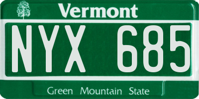 VT license plate NYX685