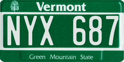 VT license plate NYX687