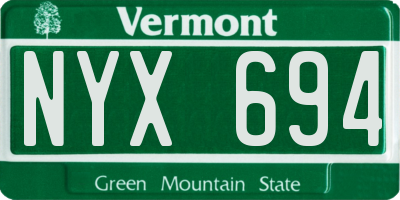 VT license plate NYX694