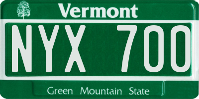 VT license plate NYX700