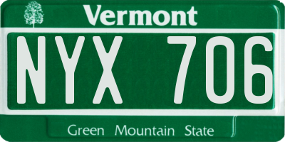 VT license plate NYX706