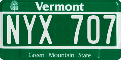 VT license plate NYX707