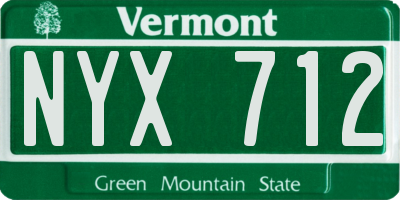 VT license plate NYX712