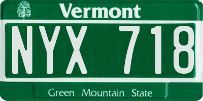 VT license plate NYX718