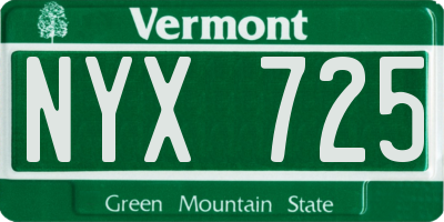 VT license plate NYX725