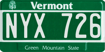 VT license plate NYX726