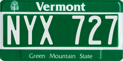 VT license plate NYX727