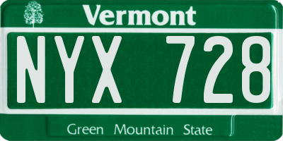 VT license plate NYX728