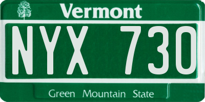VT license plate NYX730